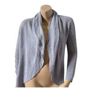 Express Cardigan Sweater Womens S Gray Open Front Shawl Collar Rib Knit Cotton